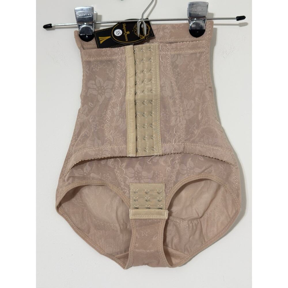 Shaper Queen Waist Trainer Shapewear XS Nude Beige High Waist Panty Hook NWT